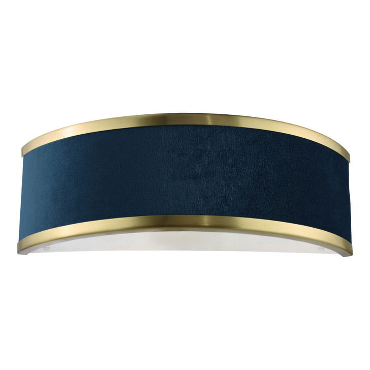 Dar Alvaro Brushed Brass Wall Light With Blue Velvet Shade