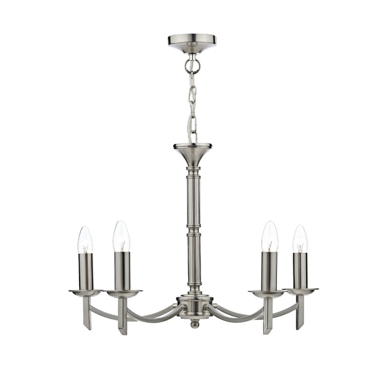 Dar Ambassador AMB0546 Satin Chrome Finish 5 Light Chandelier