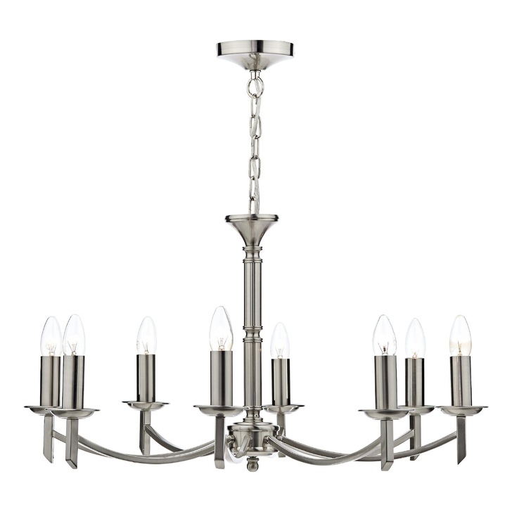 Dar Ambassador AMB0846 Satin Chrome Finish 8 Light Chandelier