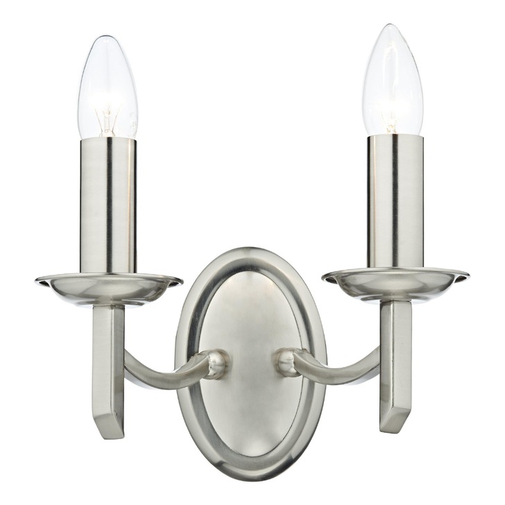 Dar Ambassador AMB0946 Satin Chrome Finish Double Wall Light