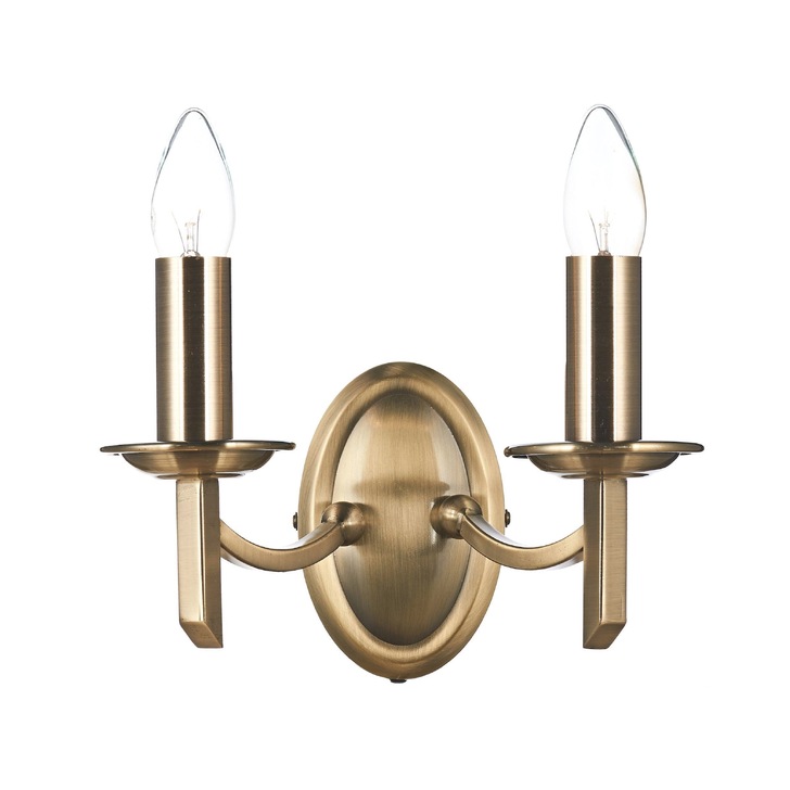 Dar Ambassador AMB0975 Antique Brass Finish Double Wall Light