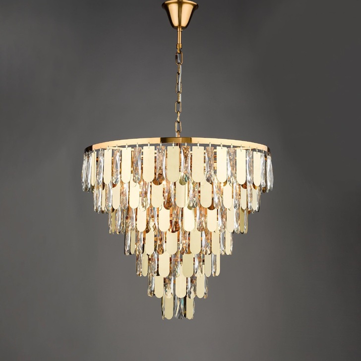 Dar Amira Polished Gold/Crystal 12 Light Chandelier