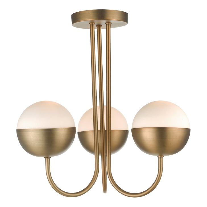 Dar Andre AND0342 Aged Brass 3 Light Semi Flush Ceiling Light