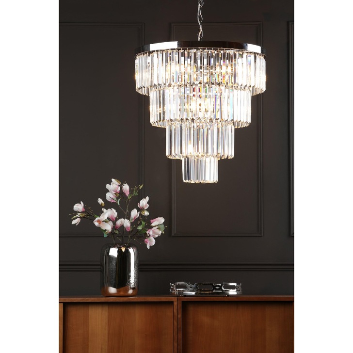 Dar Angel Polished Chrome 8 Light Crystal Pendant