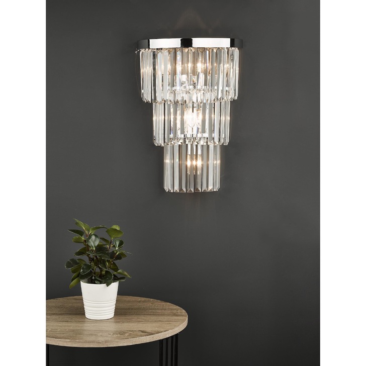 Dar Angel Polished Chrome Crystal Wall Light