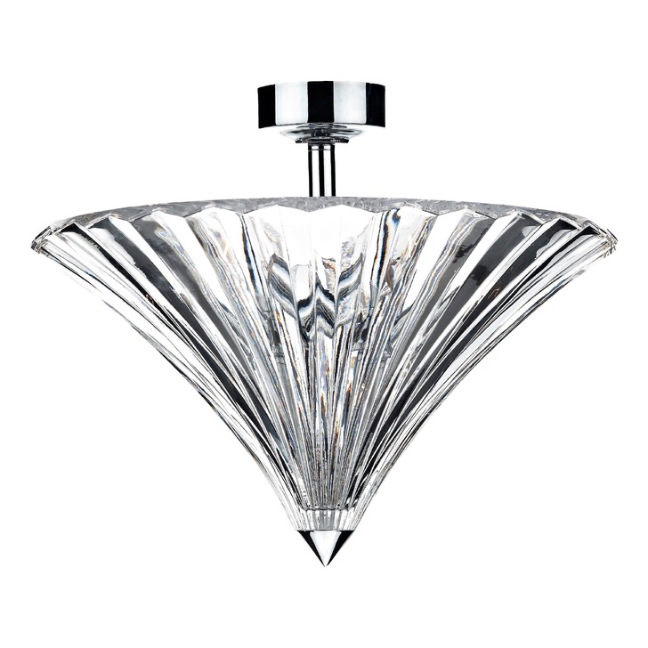 Dar Ardeche ARD5350 Polished Chrome 3 Light Semi Flush Ceiling Light With Clear Fluted Glass