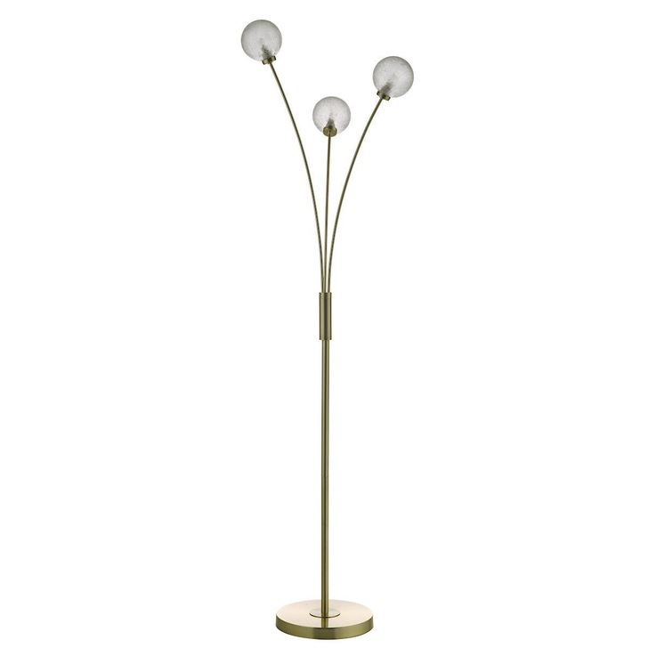 Dar Avari AVA4941 3 Light Floor Lamp In Satin Brass Finish With Clear Frosted Glasses