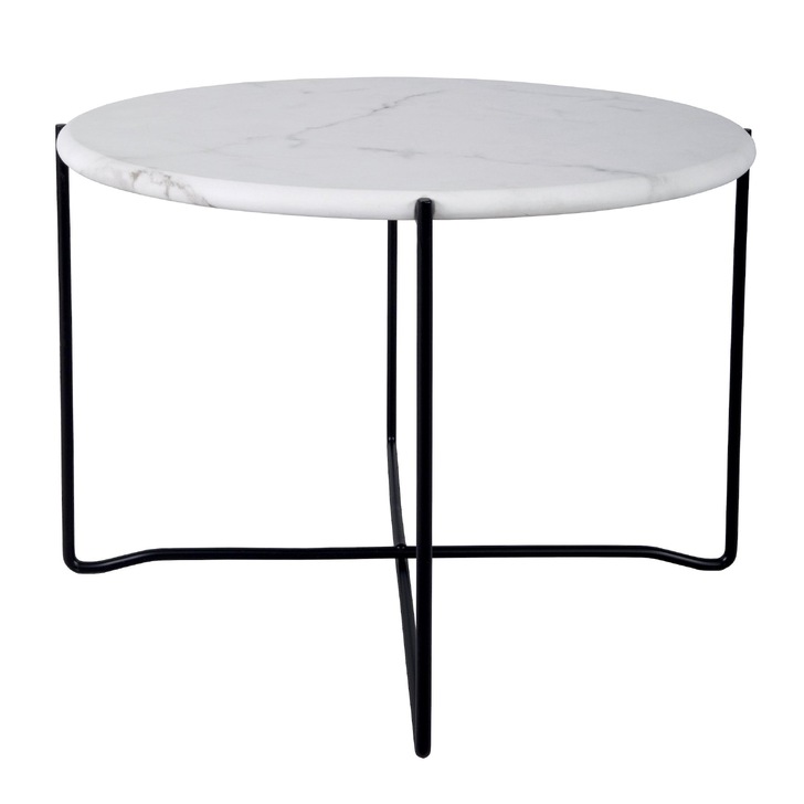 Dar Azzate Round White Marble Coffee Table