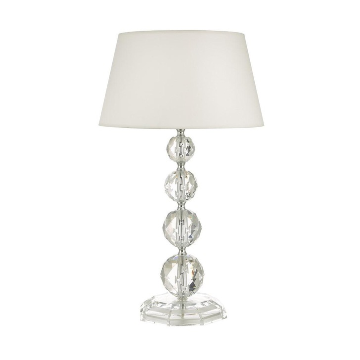 Dar Bedelia BED4208 Single Table Lamp Clear Crystal Like Acrylic Complete With White Shade