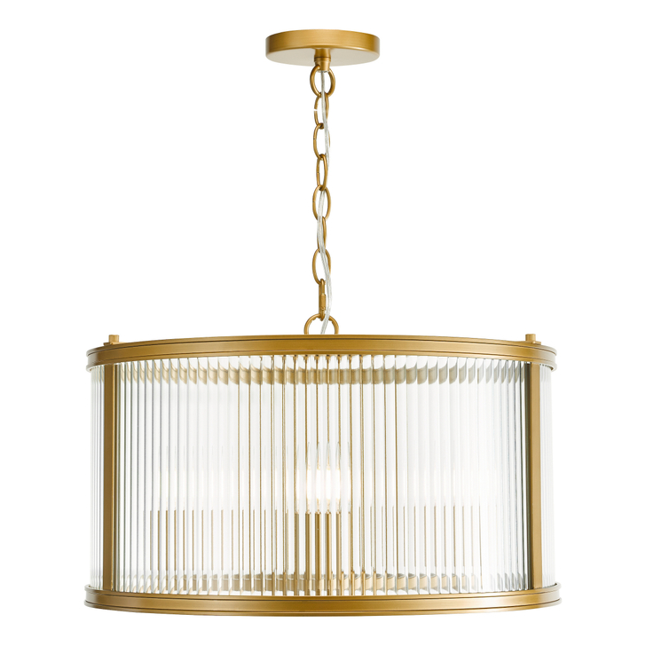 Dar Bianka 3 Light Pendant Satin Bronze and Ribbed Glass