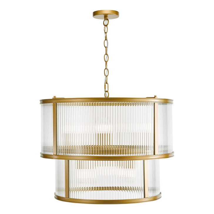 Dar Bianka 6 Light Pendant Satin Bronze and Ribbed Glass