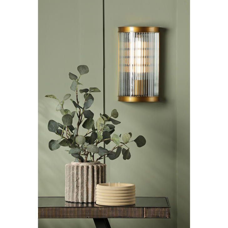 Dar Bianka Wall Light Satin Bronze and Ribbed Glass