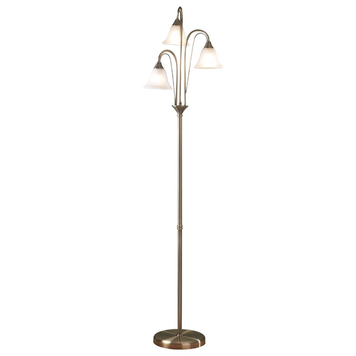 Dar Boston BOS49 Antique Brass Finish 3 Light Floor Lamp