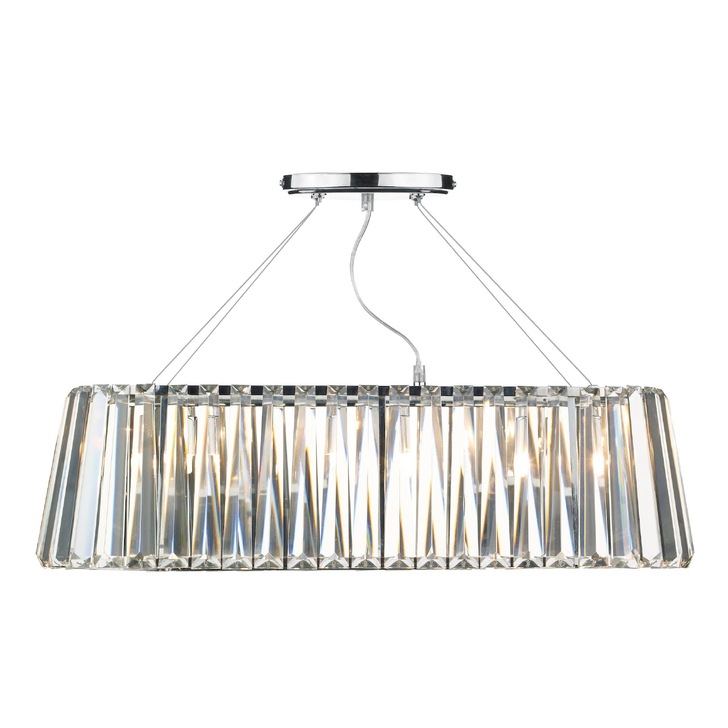 Dar Cecilia CEC0350 Polished Chrome 3 Light Crystal Bar Pendant