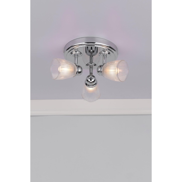 Dar Cedric CED7638 Polished Chrome 3 Light Flush Ceiling Light - IP44