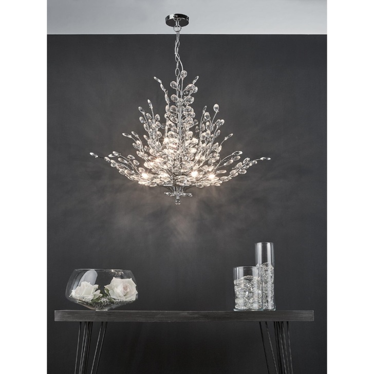 Dar Cordelia COR1350 9 Light Pendant In Polished Chrome & Crystal Finish