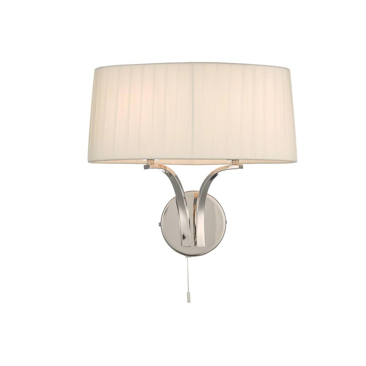 Dar Cristin CRI092 2 Light Wall Light In Polished Nickel Finish Complete With Ivory Shade