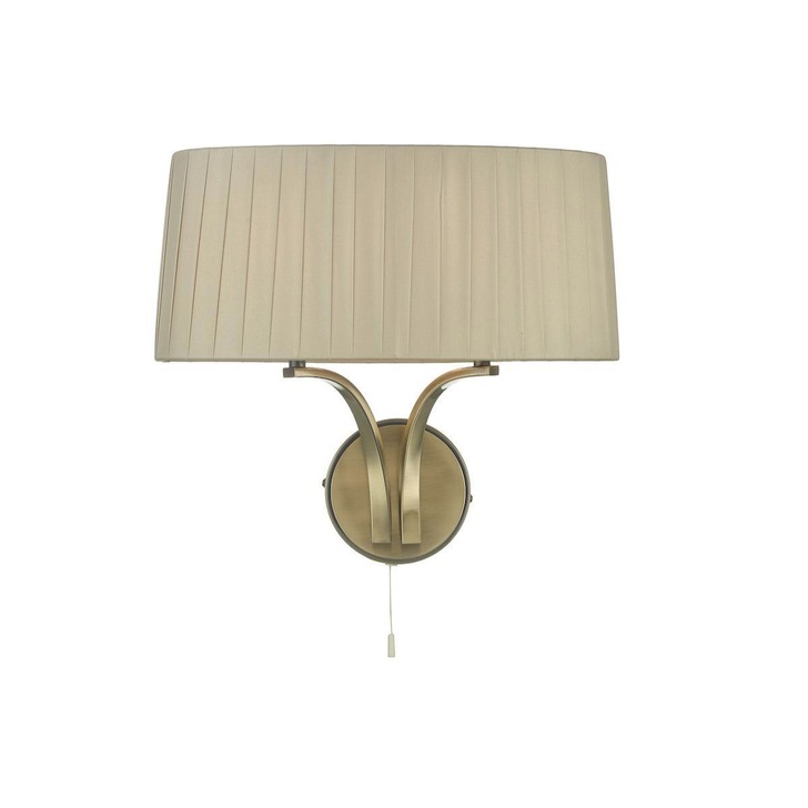 Dar Cristin CRI0929 2 Light Wall Light In Antique Brass Finish Complete With Taupe Shade