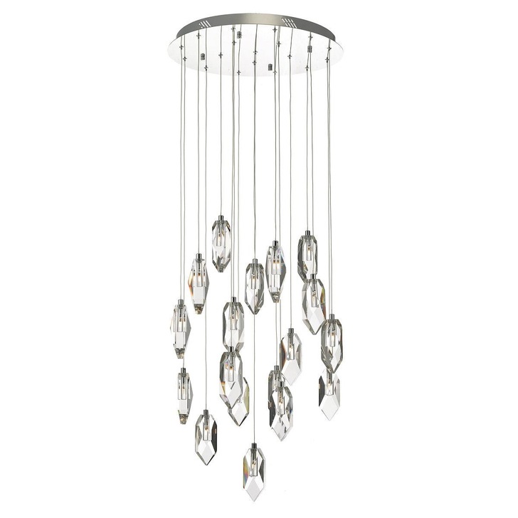 Dar Crystal CRY1850 18 Light Cluster Pendant In Polished Chrome & Crystal Finish