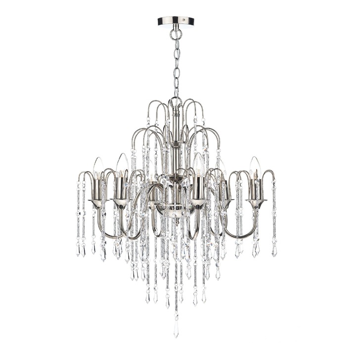 Dar Daniella DAN0638 Polished Nickel Finish 6 Light Crystal Chandelier