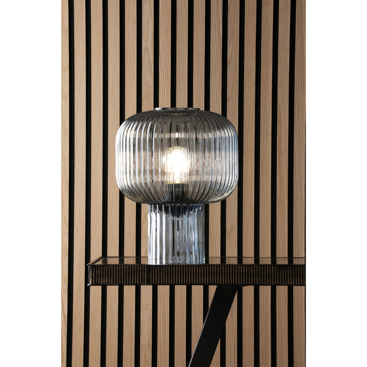 Dar Demarius Blue Ribbed Glass Table Lamp