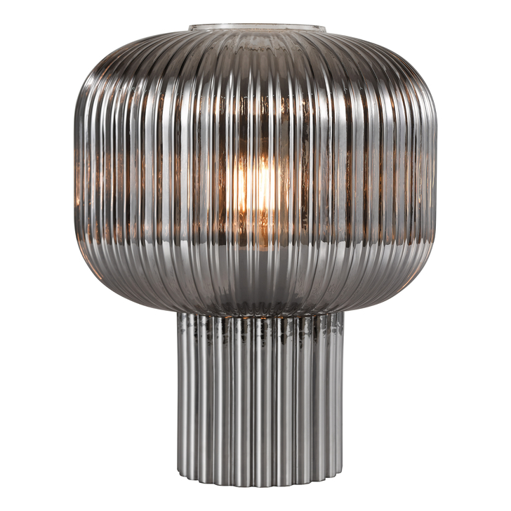 Dar Demarius Smoked Ribbed Glass Table Lamp