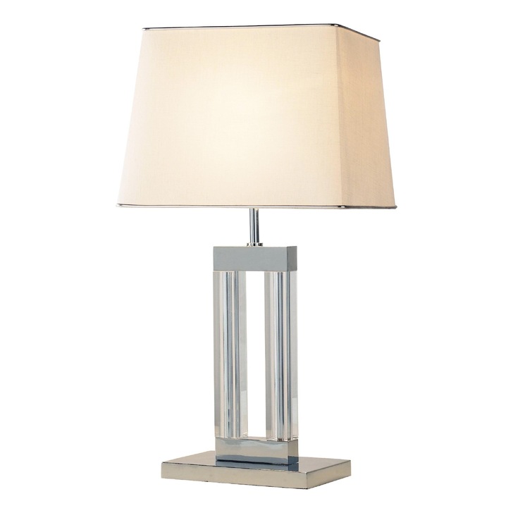 Dar Domain DOM4050 Polished Chrome Finish Table Lamp Complete With Cream Linen Shade