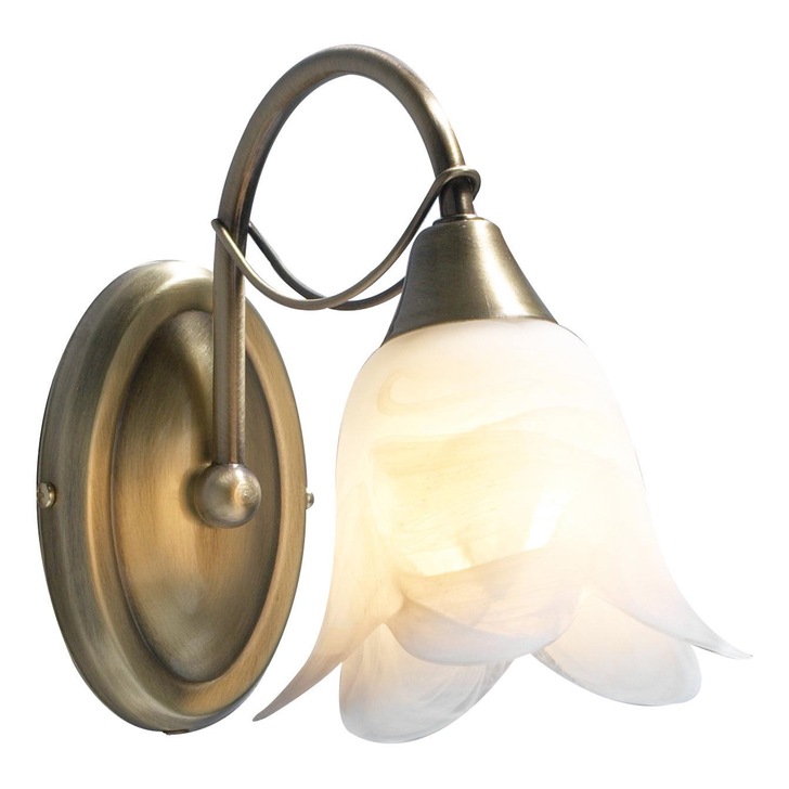 Dar Doublet DOU0775 Antique Brass Finish Single Light With Alabaster Glass Shade