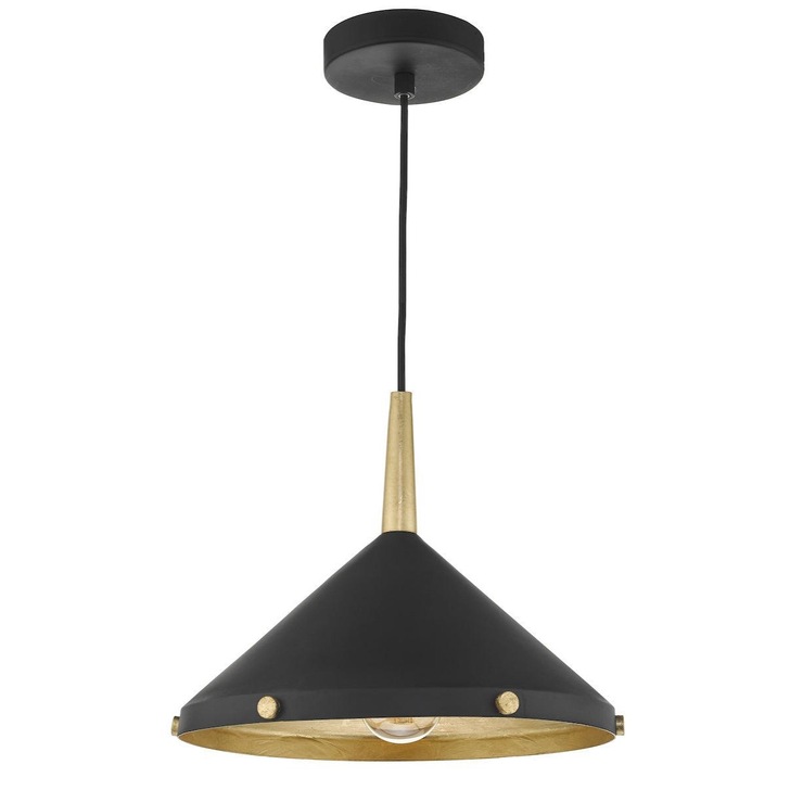 Dar Edena EDE0154 Single Pendant In Matt Black & Gold Leaf Finish