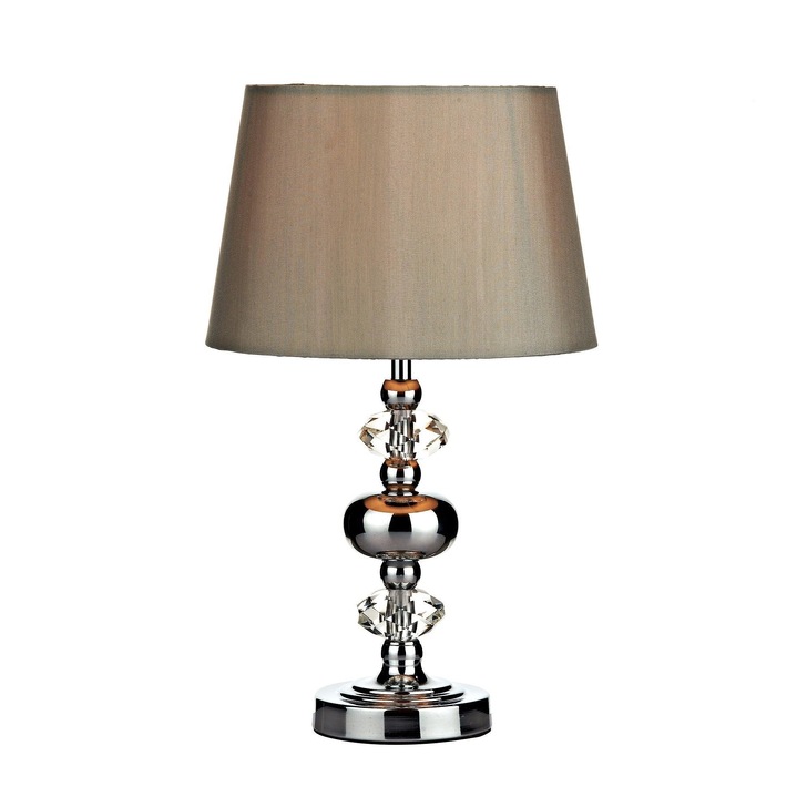 Dar Edith EDI4150 Polished Chrome Touch Table Lamp Complete With Silver Shade