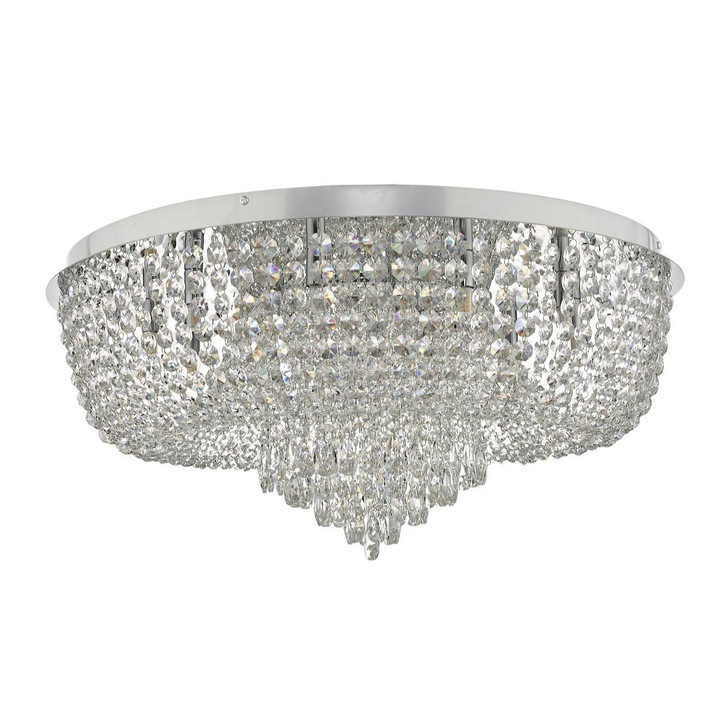 Dar Eitan EIT4808 12 Light Flush Ceiling Light In Polished Chrome & Crystal Finish