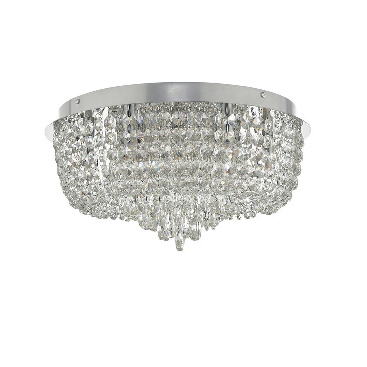 Dar Eitan EIT5008 9 Light Flush Ceiling Light In Polished Chrome & Crystal Finish