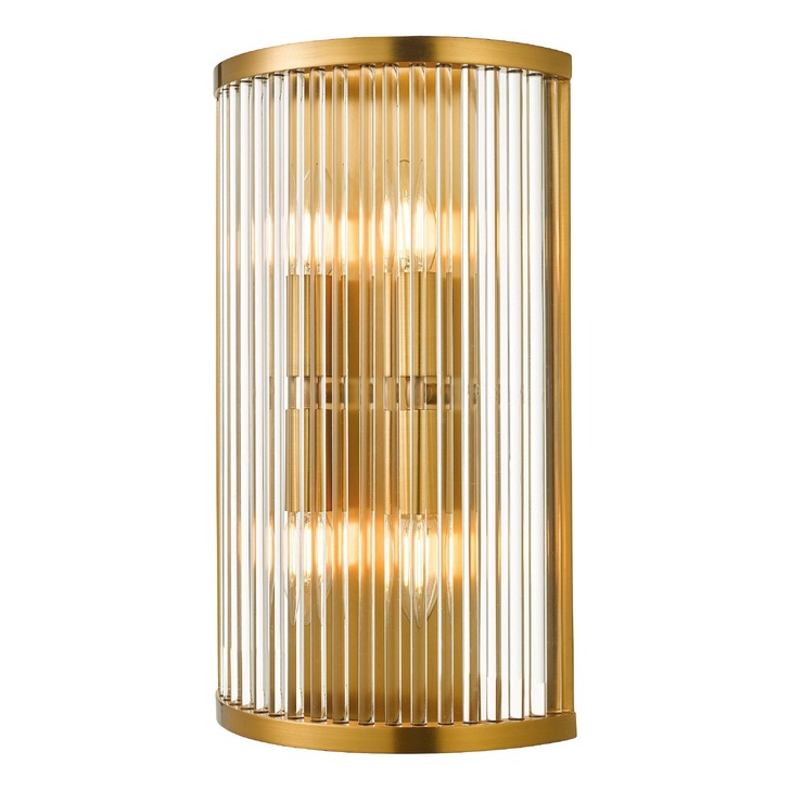 Dar Eleanor Natural Brass/Glass 4 Light Wall Light