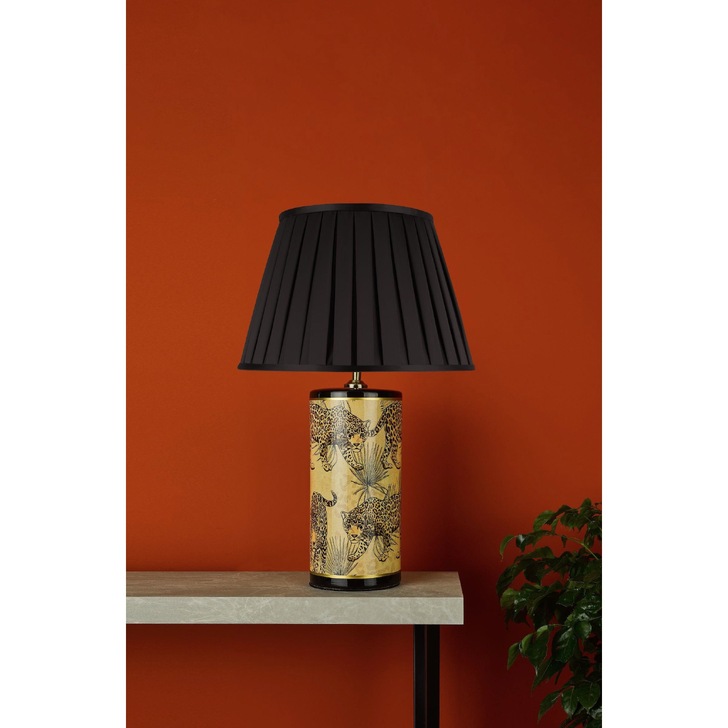 Dar Eliza Gold Leopard And Foliage Motif Ceramic Table Lamp - Base Only