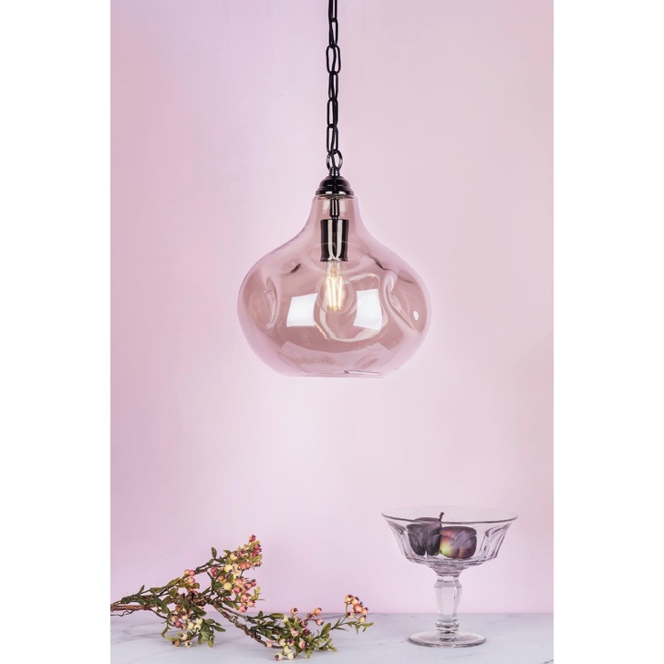 Dar Esarosa ESA0110 Single Pendant In Black Chrome Finish With Smoked Glass