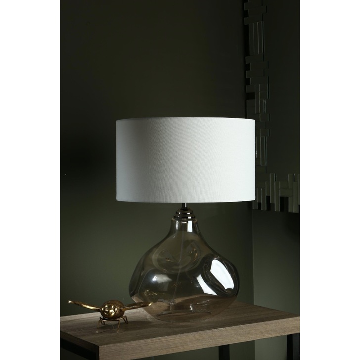 Dar Esarosa ESA4210 Table Lamp In Smoked Glass Complete With White Shade