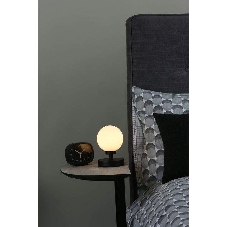 Dar Esben Matt Black Touch Table Lamp Complete With Opal Glass