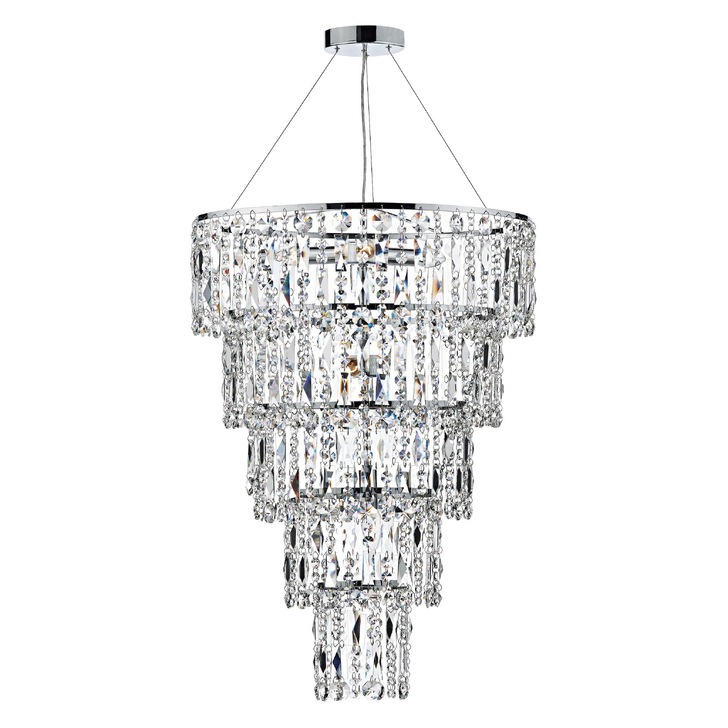 Dar Escala ESC0650 Polished Chrome Finish 6 Light Crystal Pendant