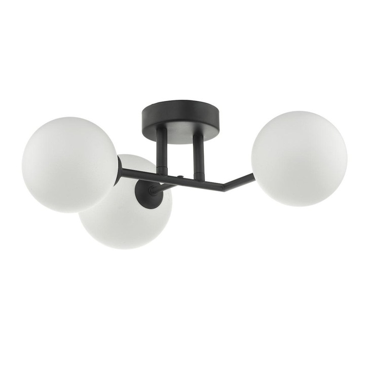 Dar Euan EUA3022 3 Light Wall Light In Matt Black Finish With Opal Glass Shades