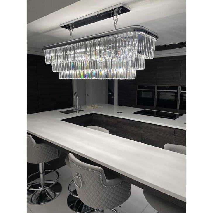 Dar Eulalia Polished Chrome 10 Light Linear Crystal Chandelier - EUL2350