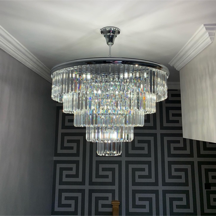 Dar Eulalia Polished Chrome 12 Light Crystal Chandelier - EUL1250