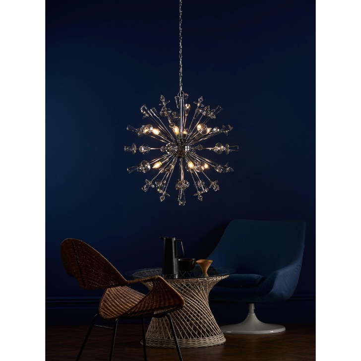 Dar Exodus 8 Light Polished Chrome Crystal Pendant Light