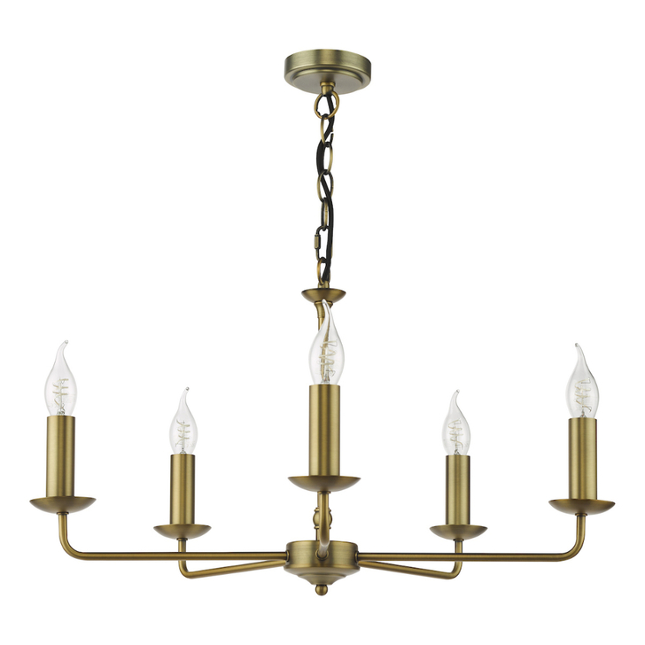 Dar Favian Matt Bronze 5 Arm Chandelier Light