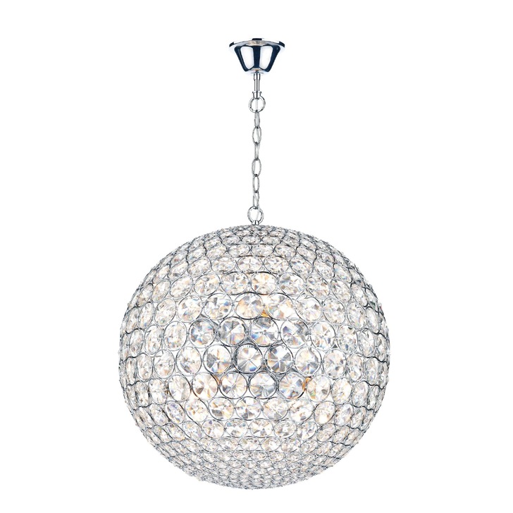 Dar Fiesta FIE0850 Polished Chrome 8 Light Crystal Pendant