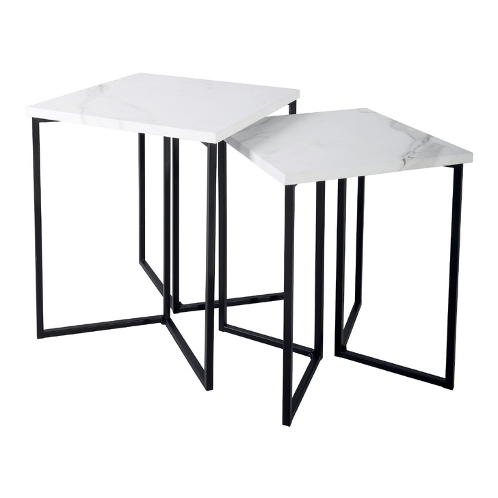 Dar Fotini White Marble Nested Side Table