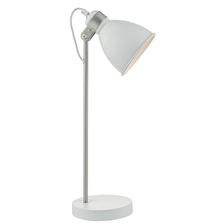 Dar Frederick FRE4202 Matt White & Satin Chrome Task Lamp