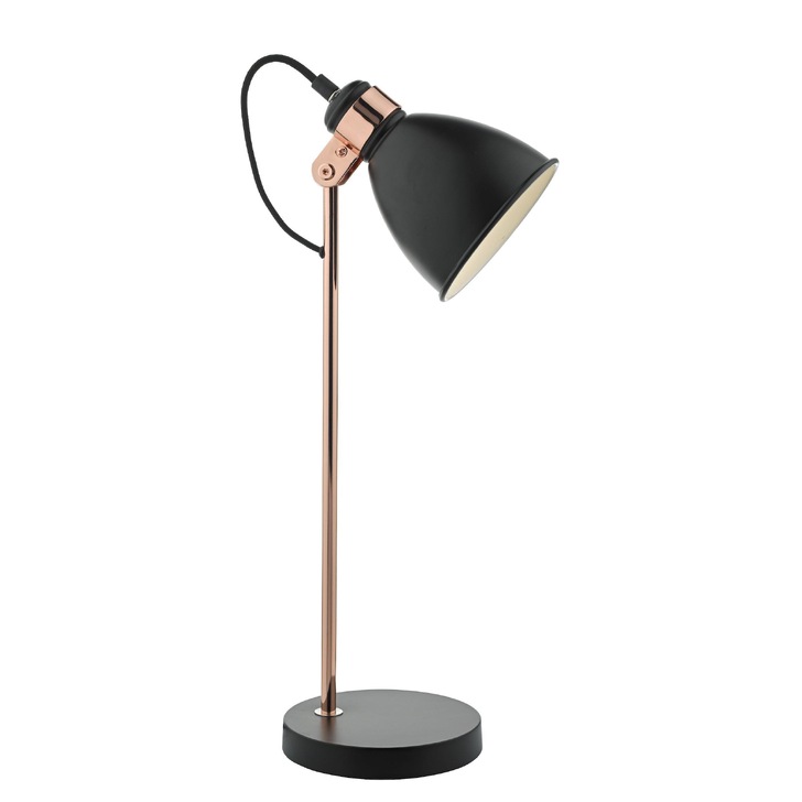 Dar Frederick FRE4222 Matt Black & Polished Copper Task Lamp