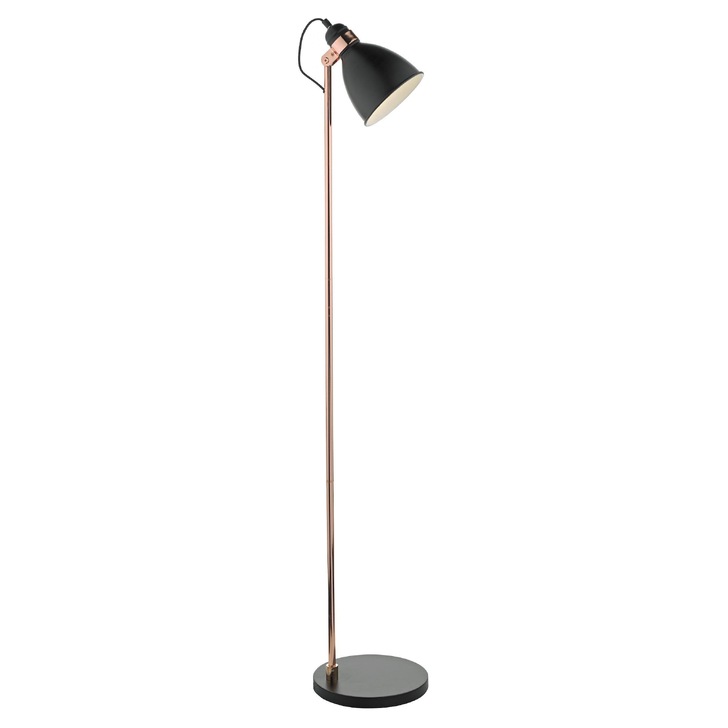 Dar Frederick FRE4922 Matt Black & Polished Copper Floor Lamp