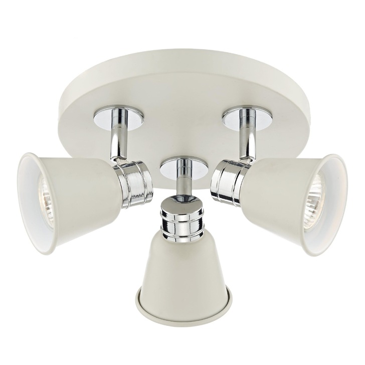 Dar Fry FRY7633 Matt Cream & Polished Chrome 3 Light Spotlight