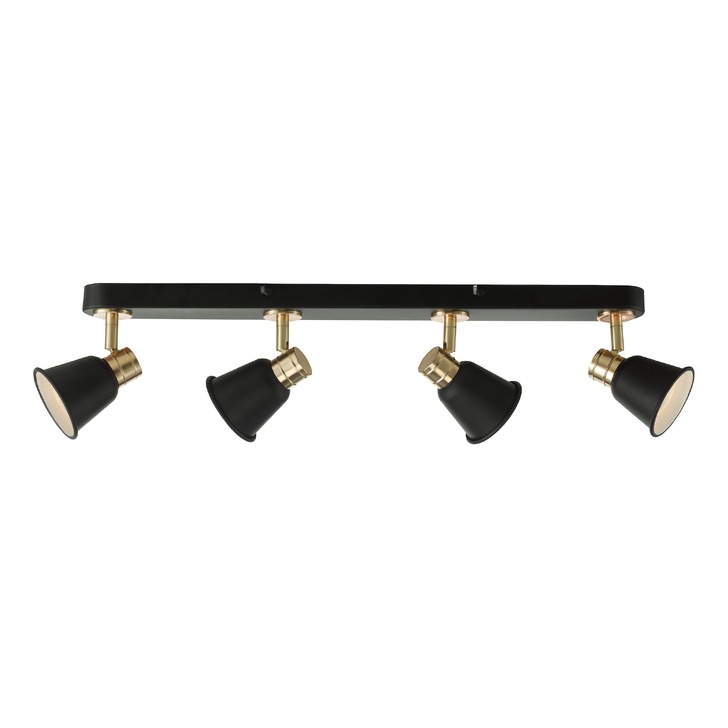 Dar Fry FRY8454 Matt Black & Polished Gold 4 Light Spotlight